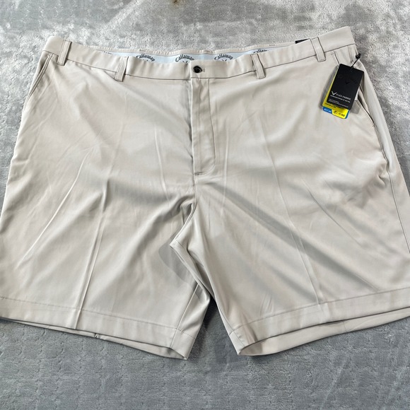 Callaway Golf Shorts Mens 52 Big Beige Active Waistband Flex Fabric Light Preppy - Picture 1 of 11